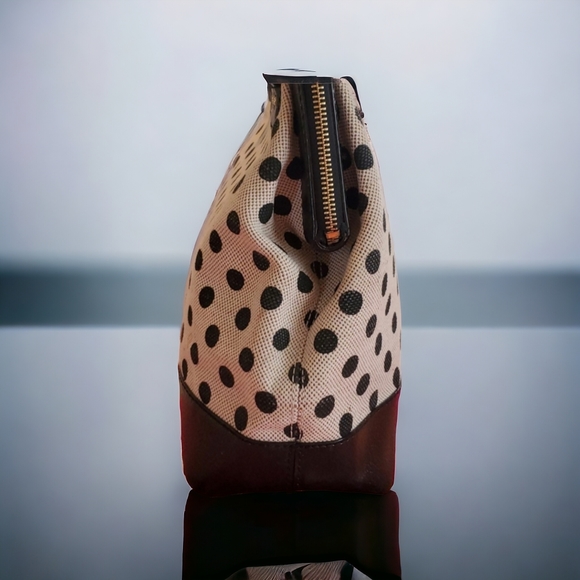 Kate Spade canvas top handle handbag. Polka dot print. Leather, cotton - Picture 8 of 10